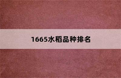 1665水稻品种排名