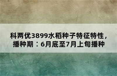 科两优3899水稻种子特征特性，播种期∶6月底至7月上旬播种